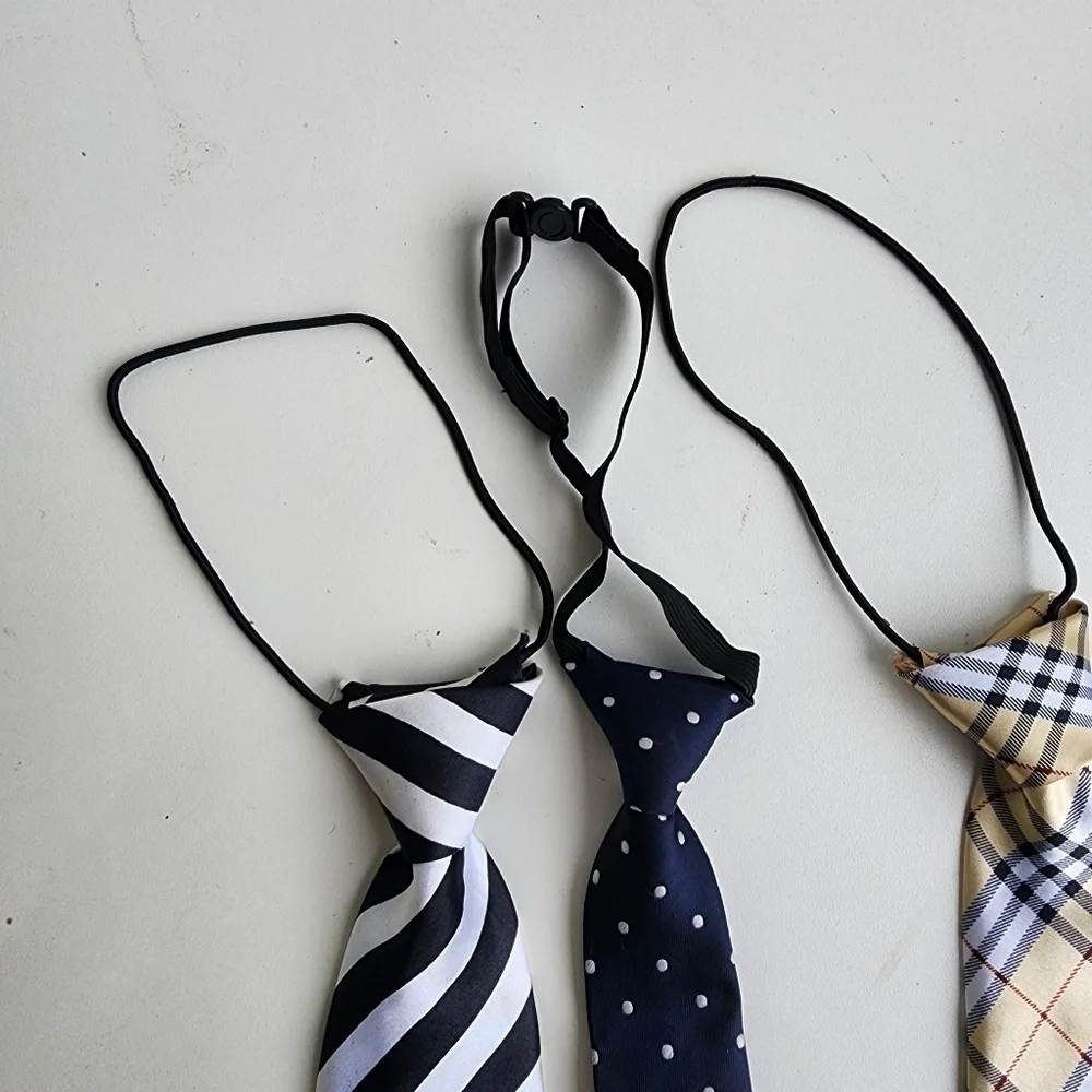 Lot Of 3 Pre-tied Ties Toddler Kids Size Blue Beige Black White